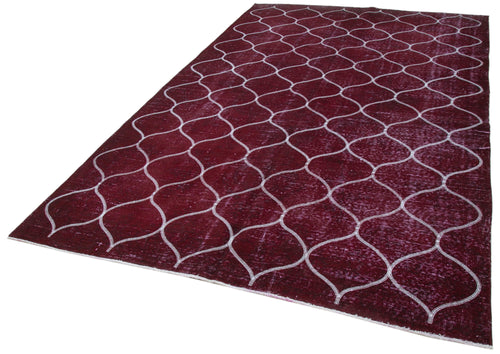 Geometric Carpet Mor Geometrik Pamuk Yün El Dokuma Halısı 197x325 Agacan