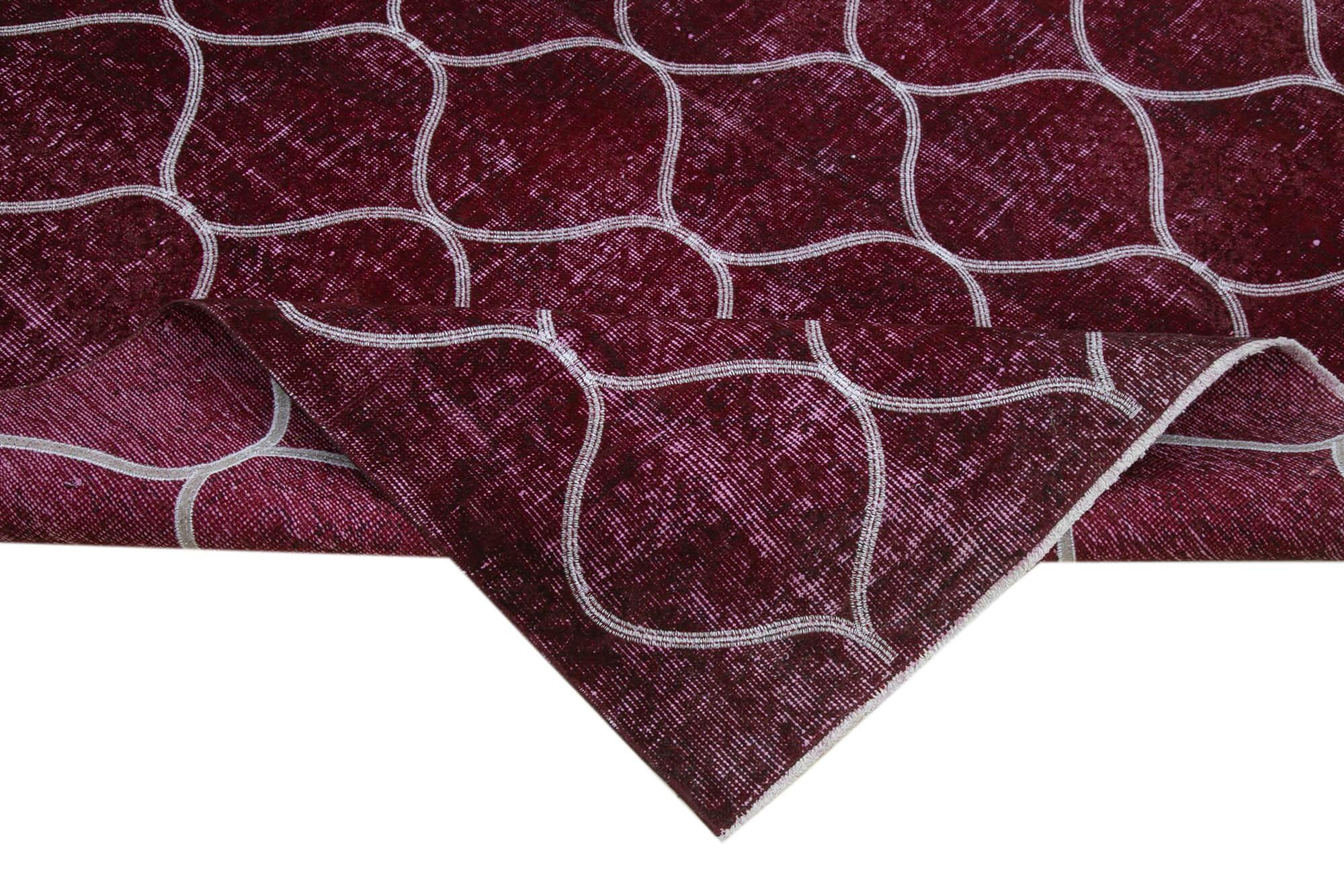 Geometric Carpet Mor Geometrik Pamuk Yün El Dokuma Halısı 197x325 Agacan