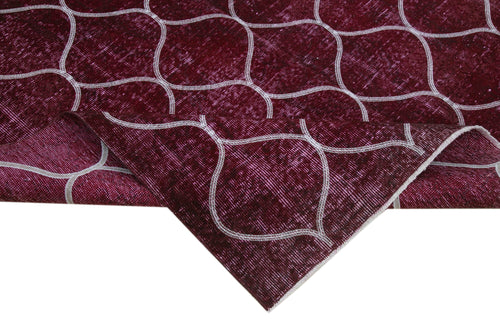 Geometric Carpet Mor Geometrik Pamuk Yün El Dokuma Halısı 197x325 Agacan