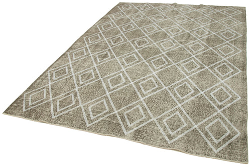 Geometric Carpet Gri Geometrik Pamuk Yün El Dokuma Halısı 199x288 Agacan