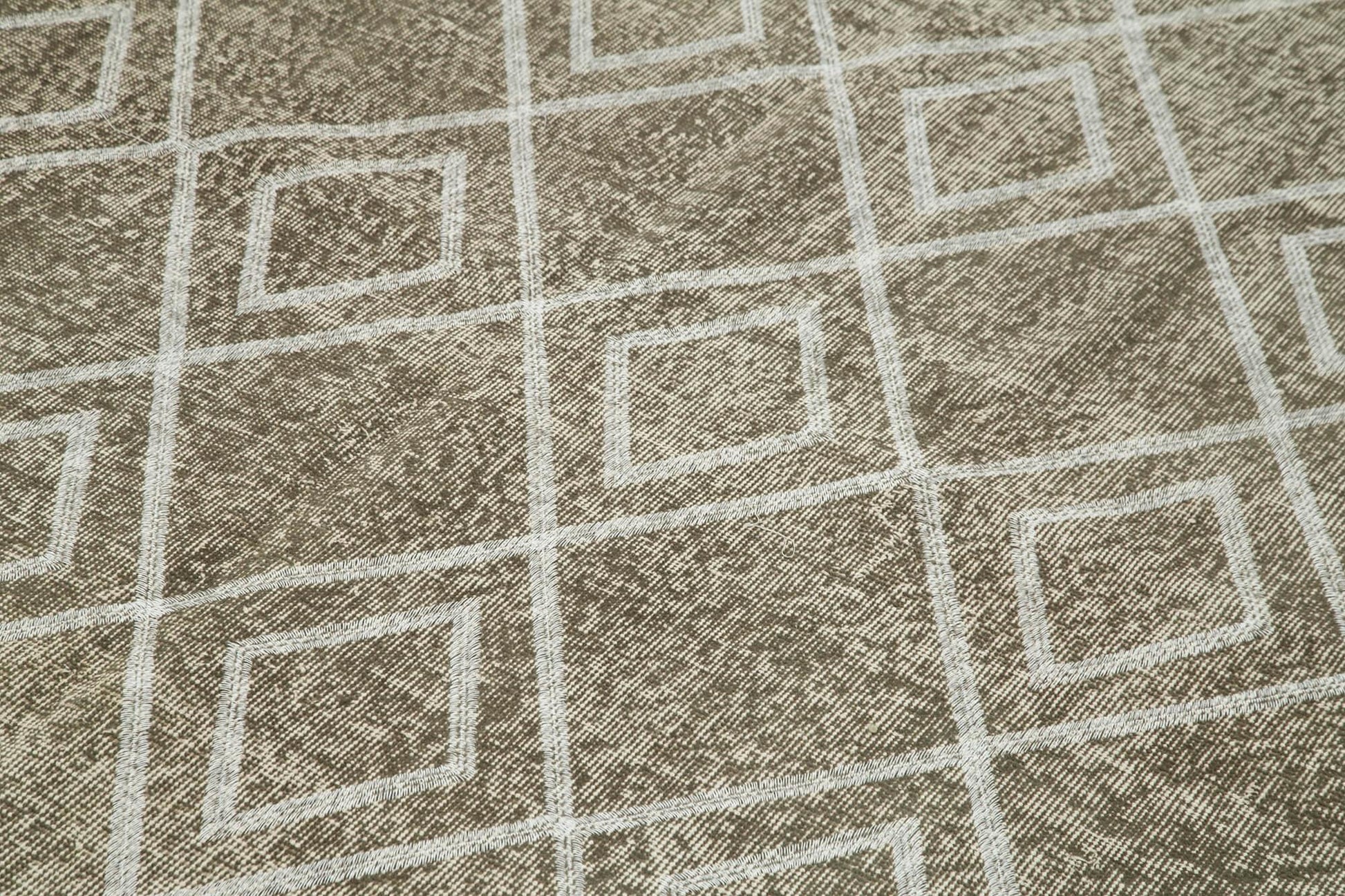 Geometric Carpet Gri Geometrik Pamuk Yün El Dokuma Halısı 199x288 Agacan