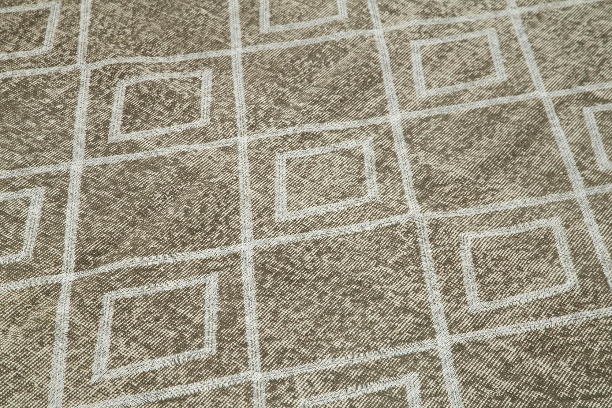 Geometric Carpet Gri Geometrik Pamuk Yün El Dokuma Halısı 199x288 Agacan