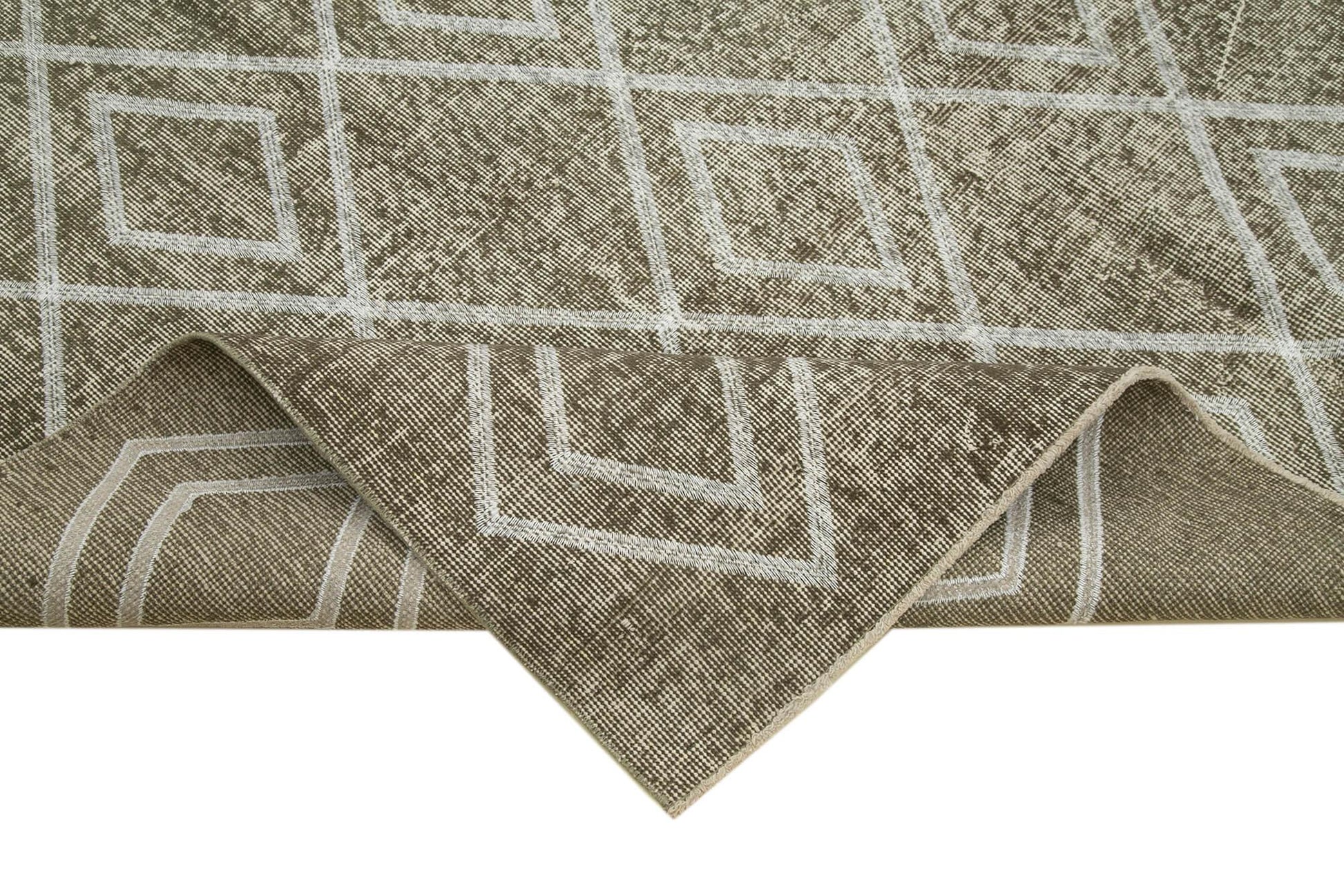 Geometric Carpet Gri Geometrik Pamuk Yün El Dokuma Halısı 199x288 Agacan