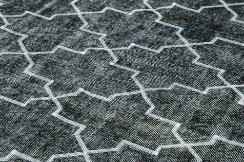 Geometric Carpet Siyah Geometrik Pamuk Yün El Dokuma Halısı 224x320 Agacan