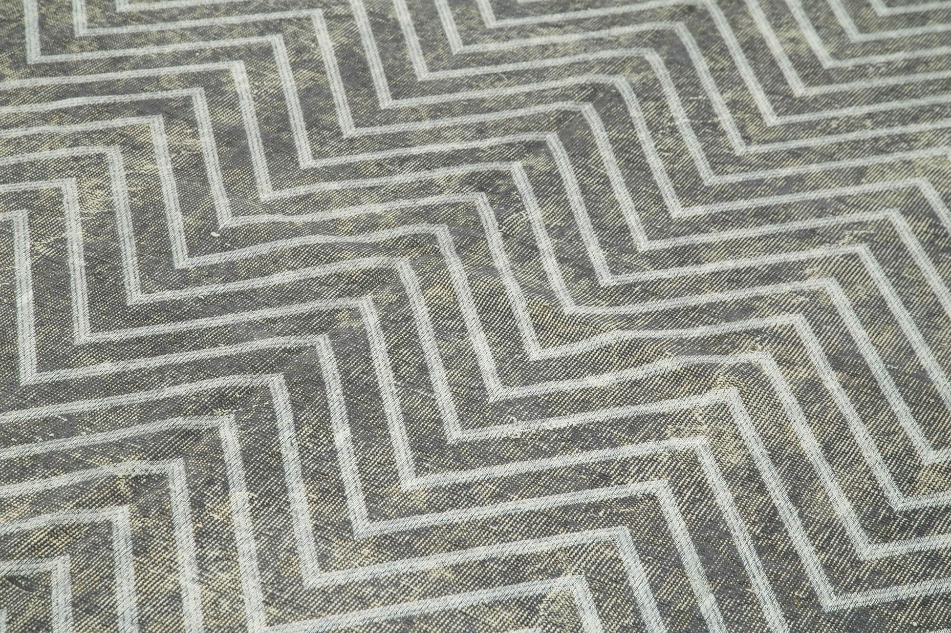 Geometric Carpet Gri Geometrik Pamuk Yün El Dokuma Halısı 203x311 Agacan