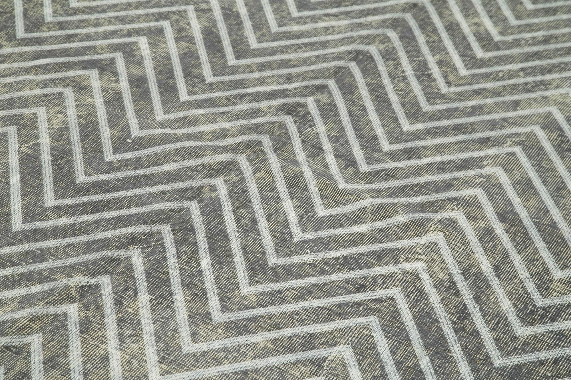 Geometric Carpet Gri Geometrik Pamuk Yün El Dokuma Halısı 203x311 Agacan