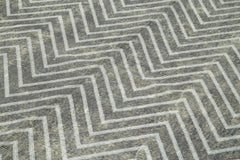 Geometric Carpet Gri Geometrik Pamuk Yün El Dokuma Halısı 203x311 Agacan