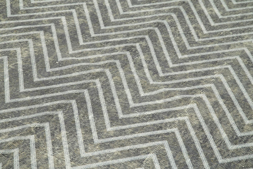 Geometric Carpet Gri Geometrik Pamuk Yün El Dokuma Halısı 203x311 Agacan
