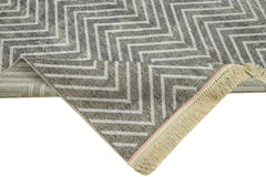 Geometric Carpet Gri Geometrik Pamuk Yün El Dokuma Halısı 203x311 Agacan