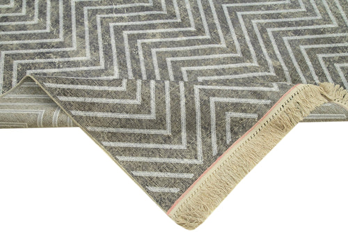 Geometric Carpet Gri Geometrik Pamuk Yün El Dokuma Halısı 203x311 Agacan