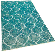 Geometric Carpet Turkuaz Geometrik Pamuk Yün El Dokuma Halısı 106x200 Agacan
