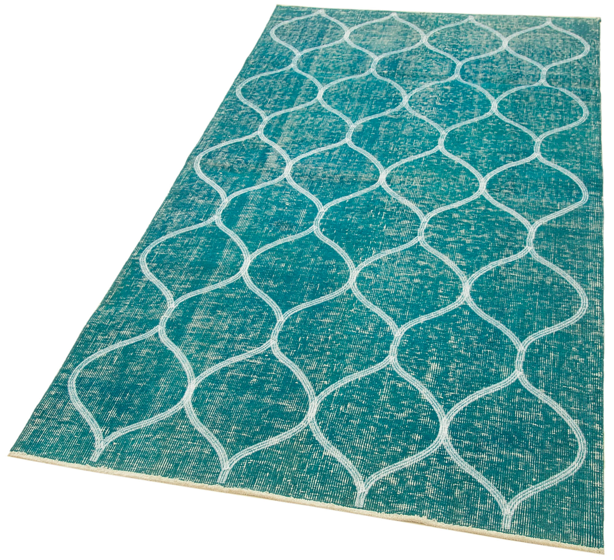 Geometric Carpet Turkuaz Geometrik Pamuk Yün El Dokuma Halısı 106x200 Agacan