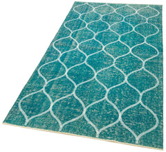 Geometric Carpet Turkuaz Geometrik Pamuk Yün El Dokuma Halısı 106x200 Agacan