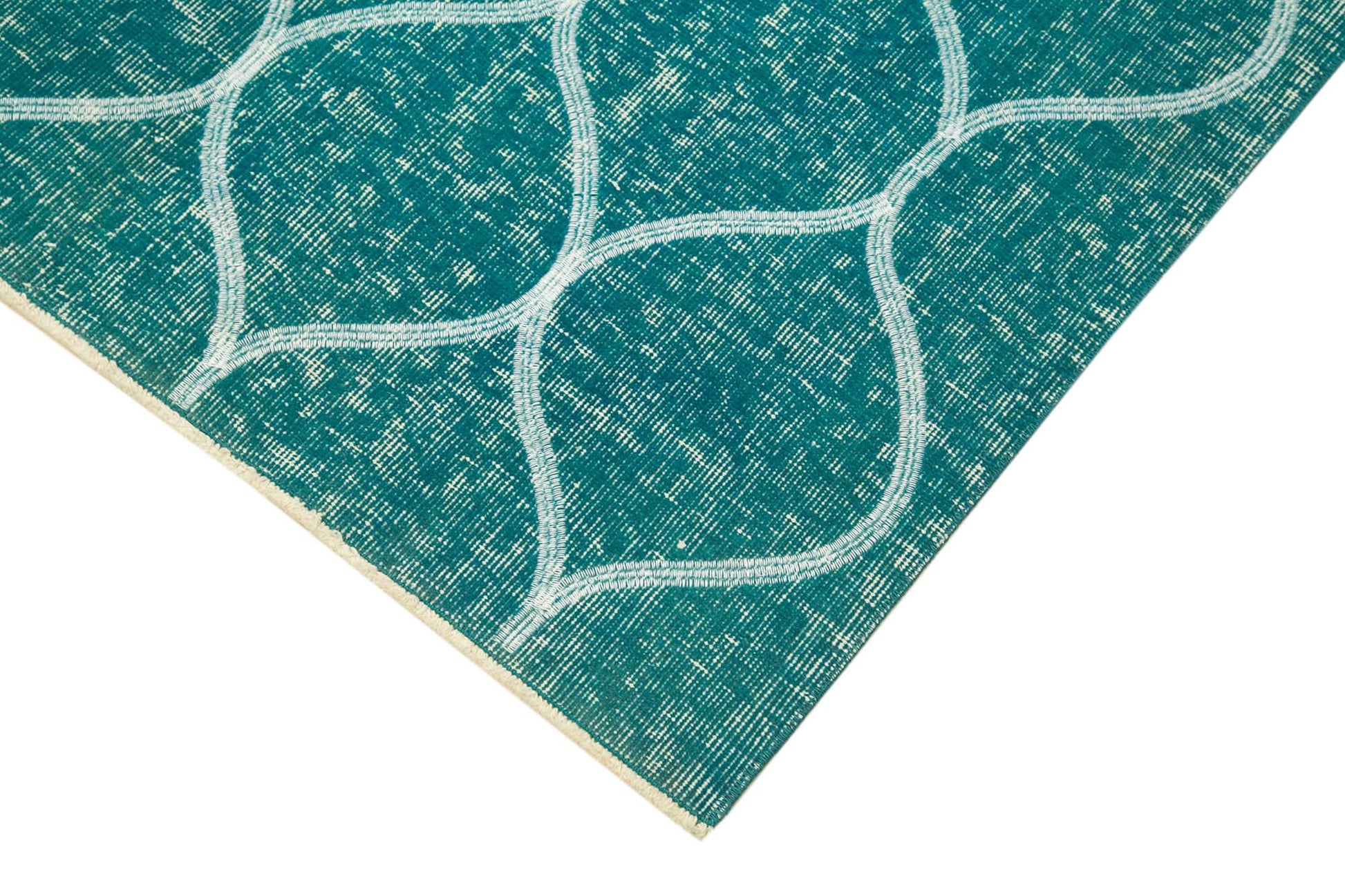 Geometric Carpet Turkuaz Geometrik Pamuk Yün El Dokuma Halısı 106x200 Agacan