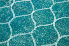 Geometric Carpet Turkuaz Geometrik Pamuk Yün El Dokuma Halısı 106x200 Agacan