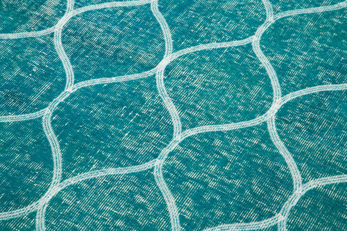 Geometric Carpet Turkuaz Geometrik Pamuk Yün El Dokuma Halısı 106x200 Agacan