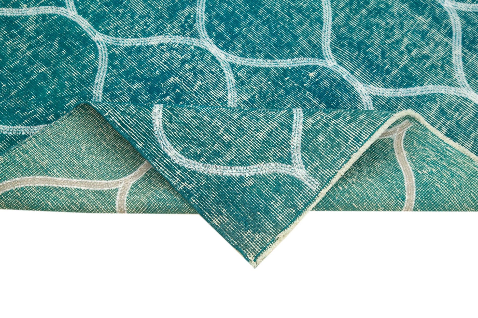Geometric Carpet Turkuaz Geometrik Pamuk Yün El Dokuma Halısı 106x200 Agacan