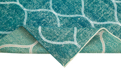 Geometric Carpet Turkuaz Geometrik Pamuk Yün El Dokuma Halısı 106x200 Agacan