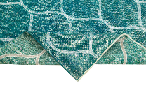 Geometric Carpet Turkuaz Geometrik Pamuk Yün El Dokuma Halısı 106x200 Agacan