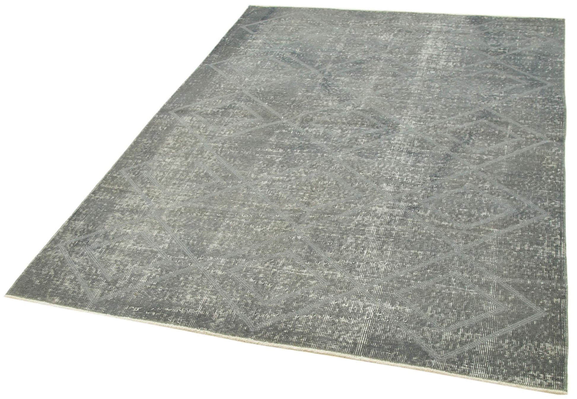 Geometric Carpet Gri Geometrik Pamuk Yün El Dokuma Halısı 153x208 Agacan