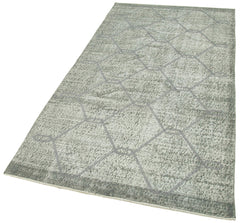 Geometric Carpet Gri Geometrik Pamuk Yün El Dokuma Halısı 110x216 Agacan