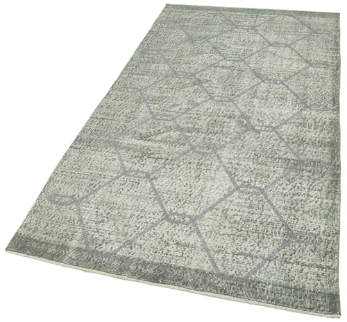 Geometric Carpet Gri Geometrik Pamuk Yün El Dokuma Halısı 110x216 Agacan