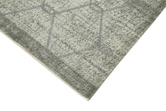 Geometric Carpet Gri Geometrik Pamuk Yün El Dokuma Halısı 110x216 Agacan