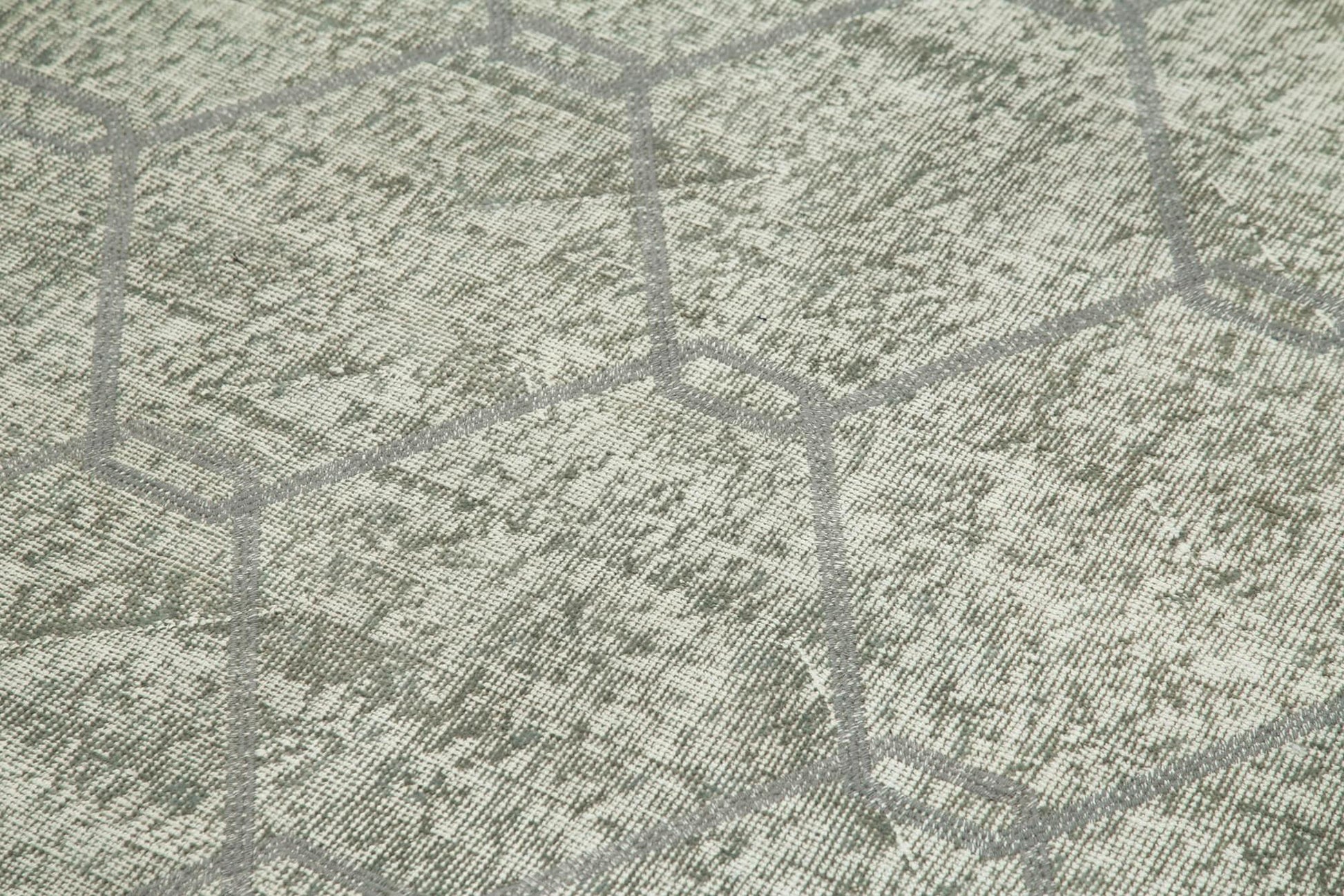 Geometric Carpet Gri Geometrik Pamuk Yün El Dokuma Halısı 110x216 Agacan