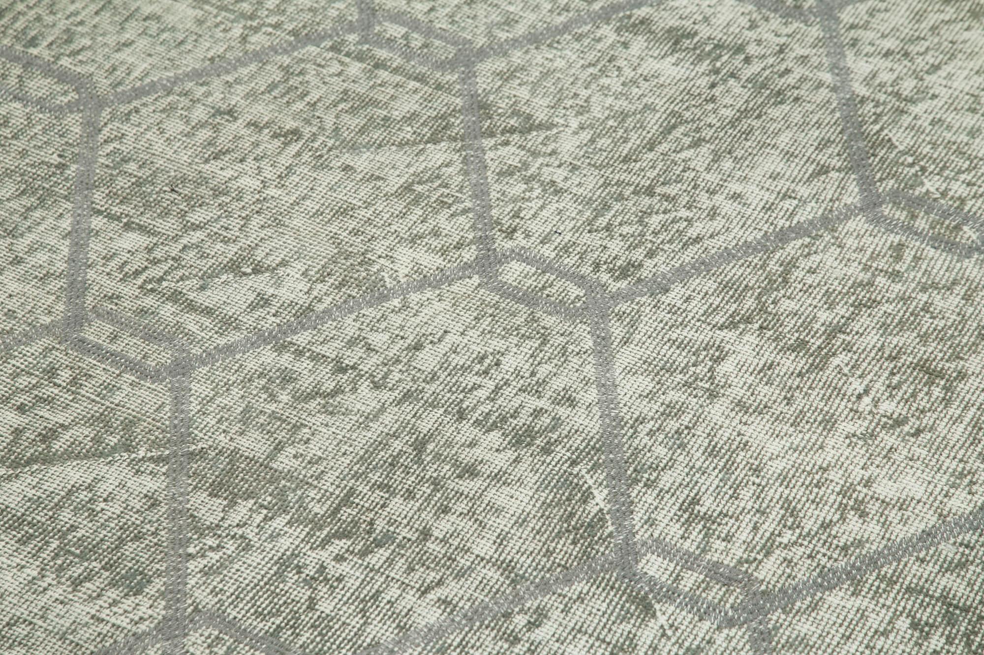 Geometric Carpet Gri Geometrik Pamuk Yün El Dokuma Halısı 110x216 Agacan