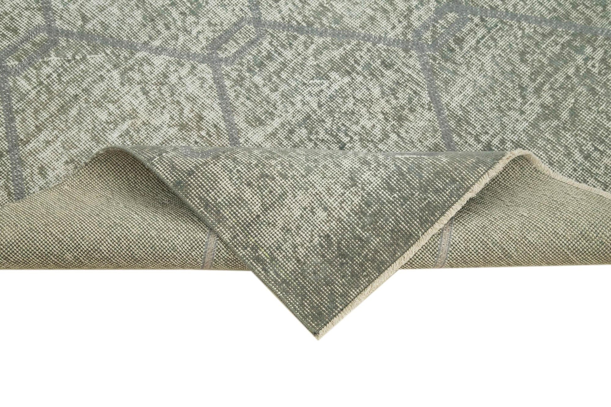 Geometric Carpet Gri Geometrik Pamuk Yün El Dokuma Halısı 110x216 Agacan