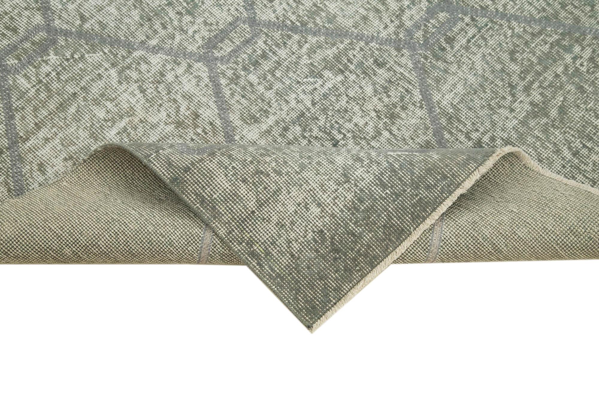 Geometric Carpet Gri Geometrik Pamuk Yün El Dokuma Halısı 110x216 Agacan
