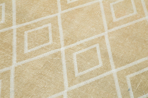 Geometric Carpet Bej Geometrik Pamuk Yün El Dokuma Halısı 114x207 Agacan