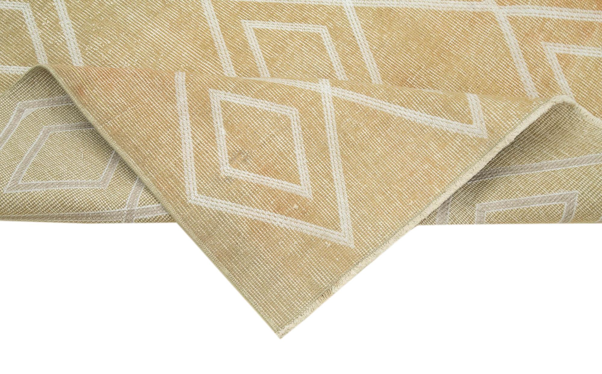 Geometric Carpet Bej Geometrik Pamuk Yün El Dokuma Halısı 114x207 Agacan