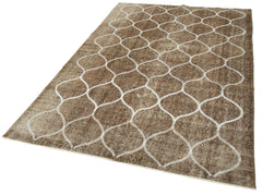 Geometric Carpet Kahverengi Geometrik Pamuk Yün El Dokuma Halısı 156x239 Agacan