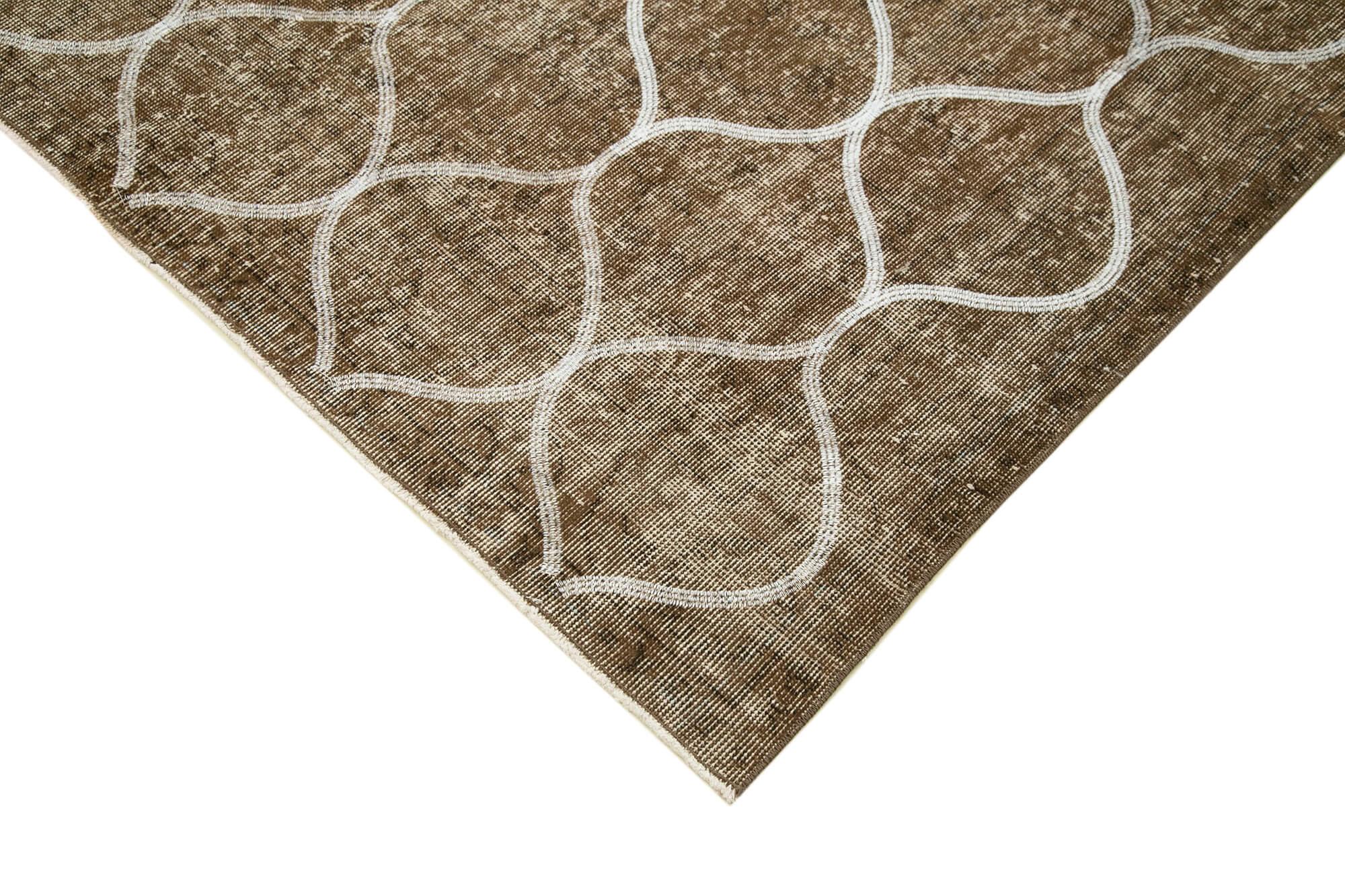 Geometric Carpet Kahverengi Geometrik Pamuk Yün El Dokuma Halısı 156x239 Agacan
