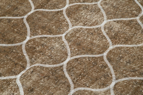 Geometric Carpet Kahverengi Geometrik Pamuk Yün El Dokuma Halısı 156x239 Agacan