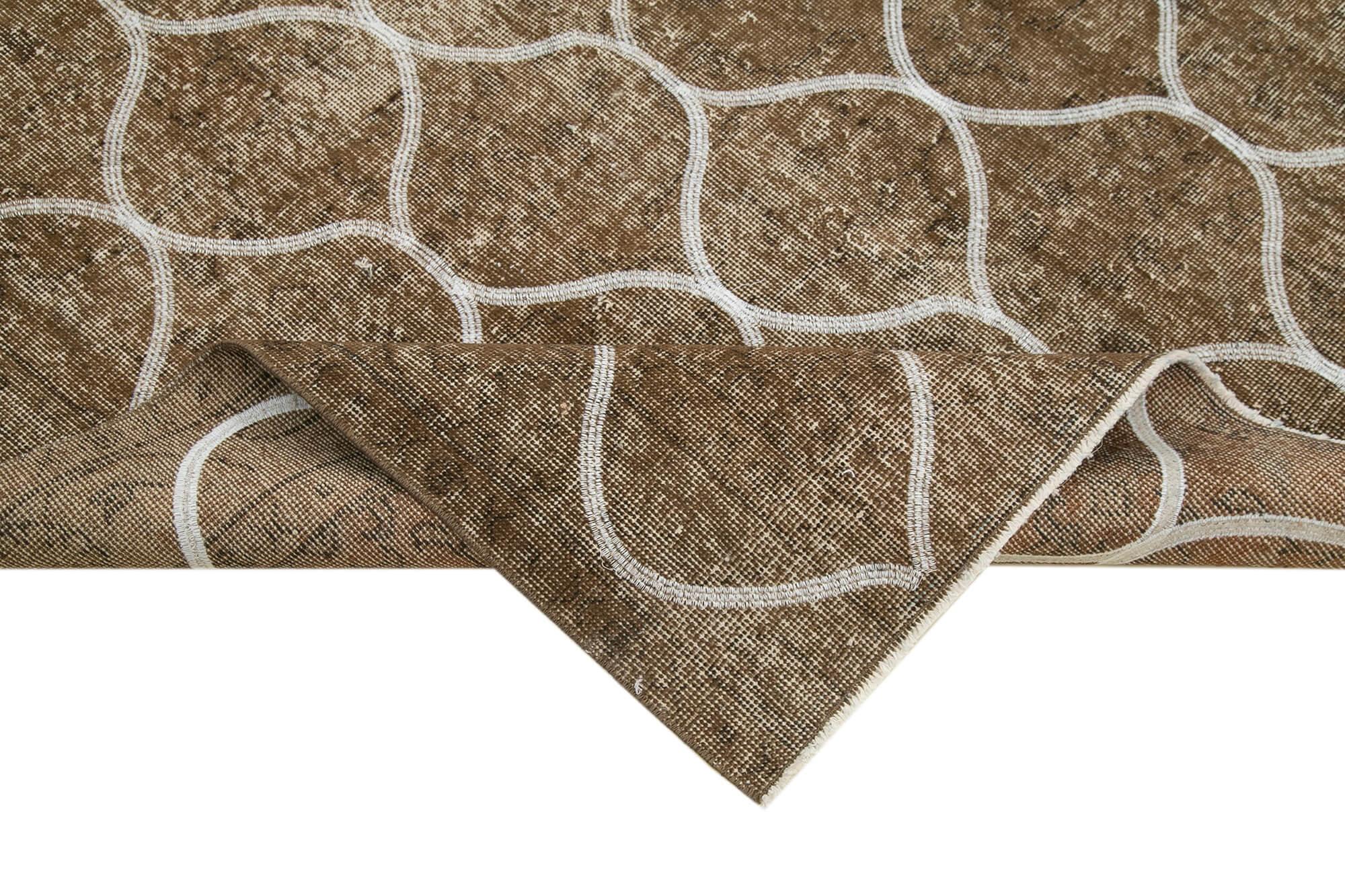 Geometric Carpet Kahverengi Geometrik Pamuk Yün El Dokuma Halısı 156x239 Agacan