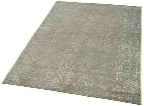 Geometric Carpet Gri Geometrik Pamuk Yün El Dokuma Halısı 116x154 Agacan