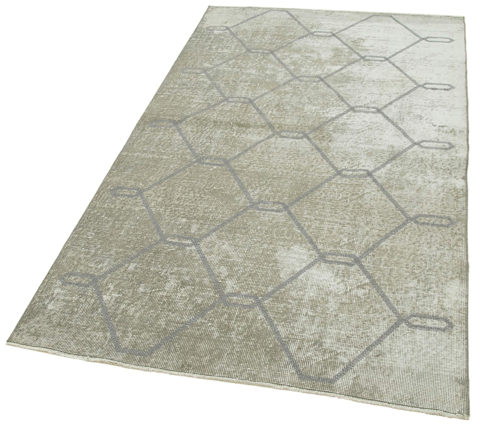 Geometric Carpet Gri Geometrik Pamuk Yün El Dokuma Halısı 114x209 Agacan
