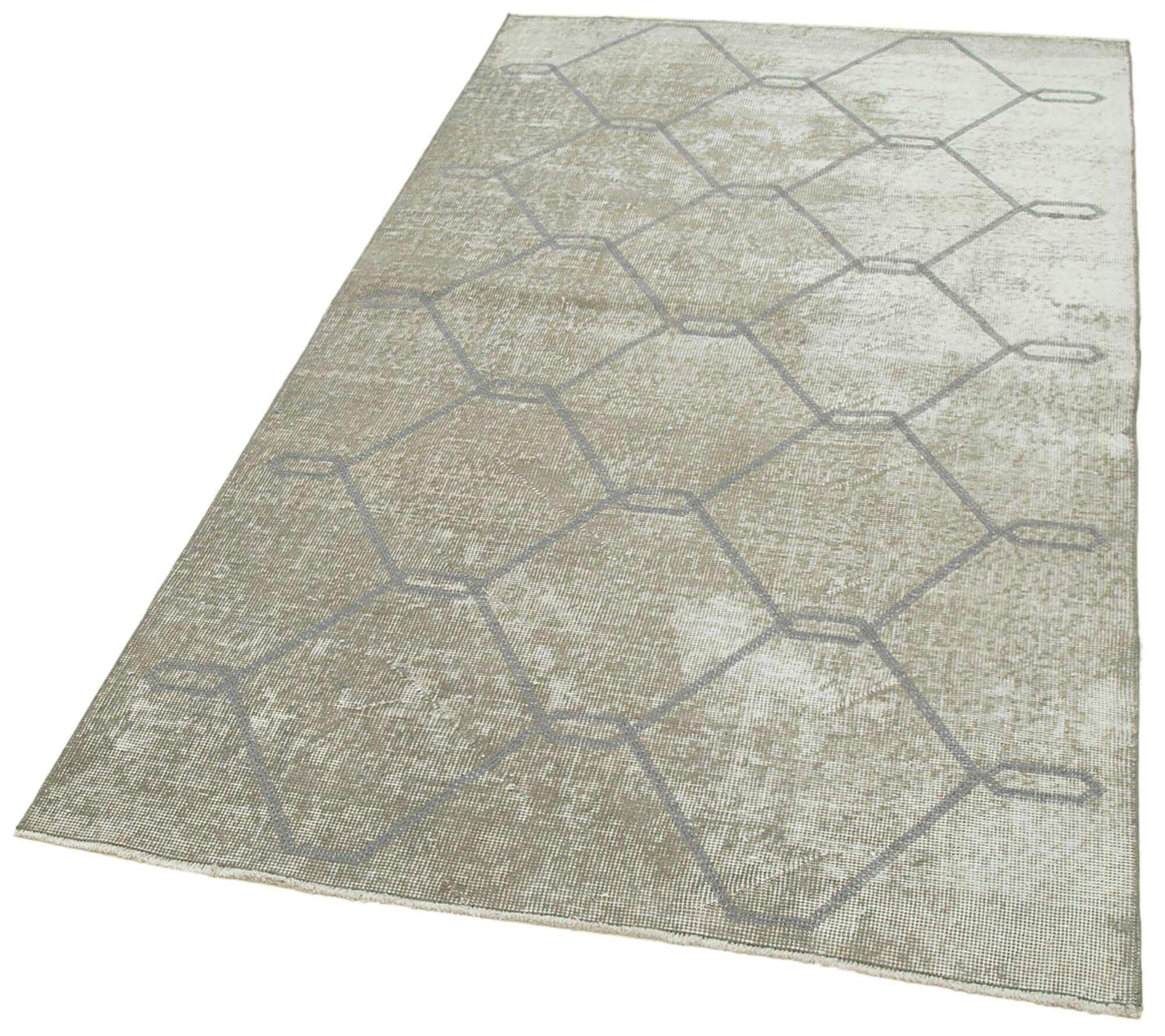 Geometric Carpet Gri Geometrik Pamuk Yün El Dokuma Halısı 114x209 Agacan