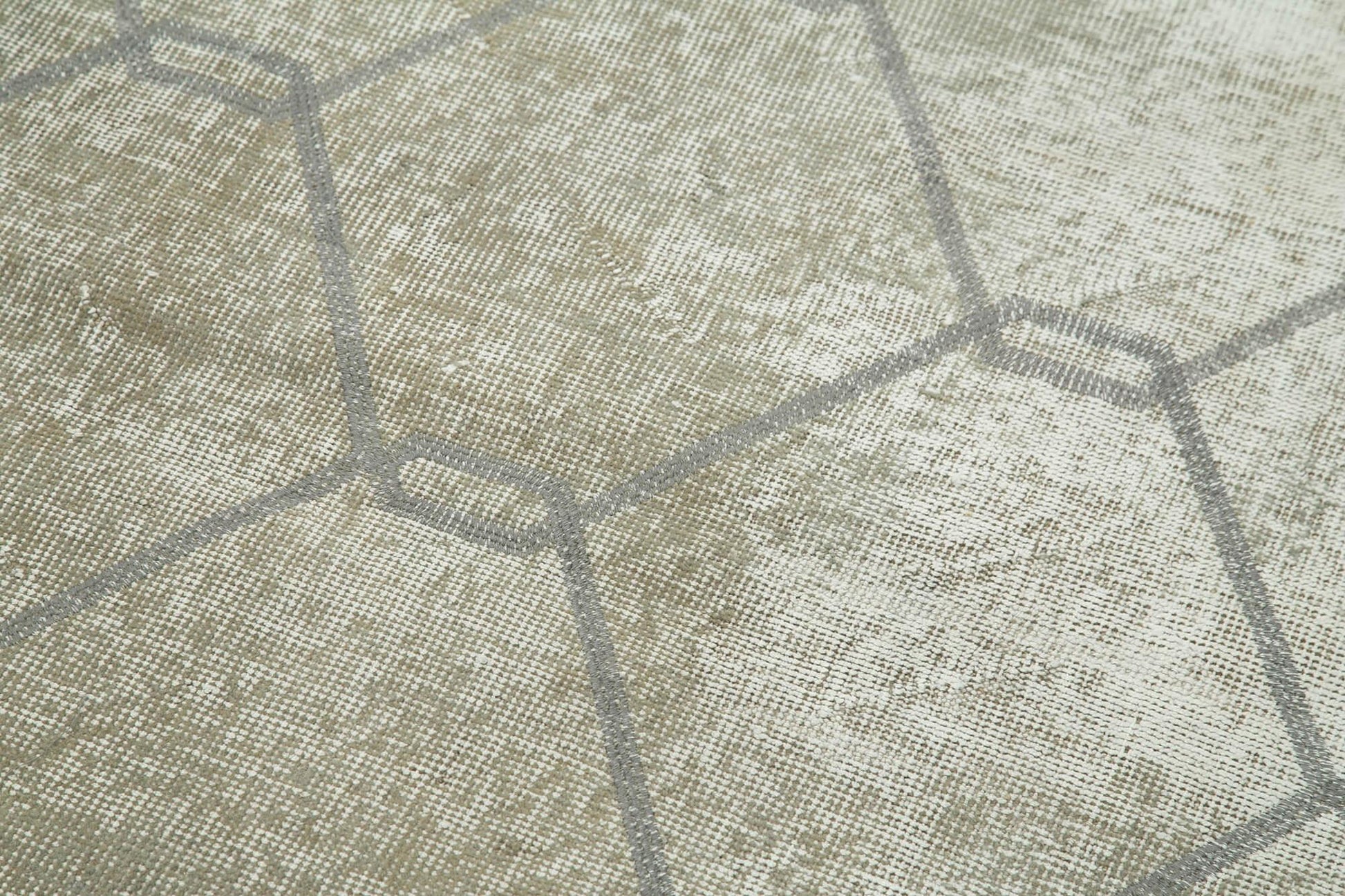 Geometric Carpet Gri Geometrik Pamuk Yün El Dokuma Halısı 114x209 Agacan