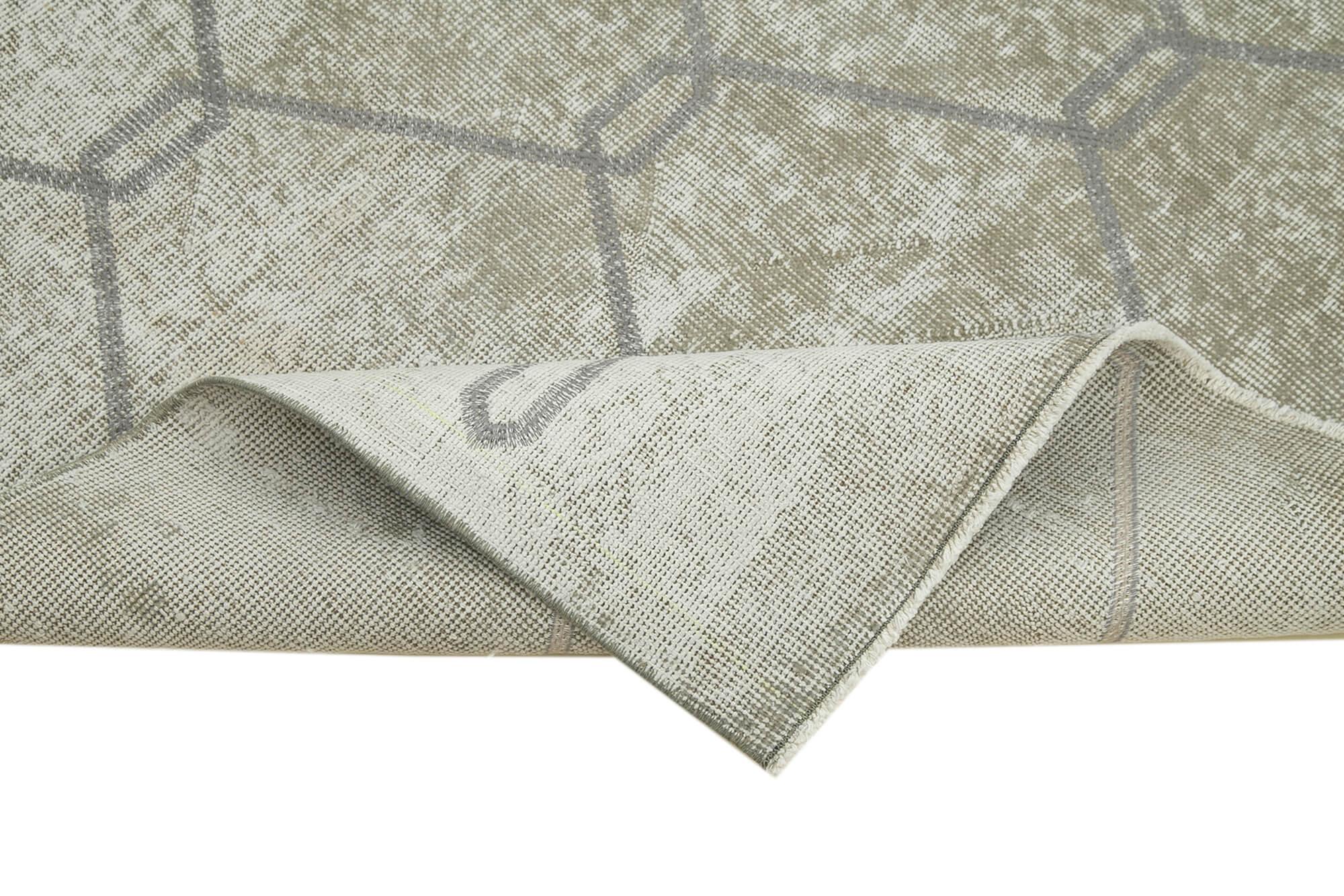 Geometric Carpet Gri Geometrik Pamuk Yün El Dokuma Halısı 114x209 Agacan