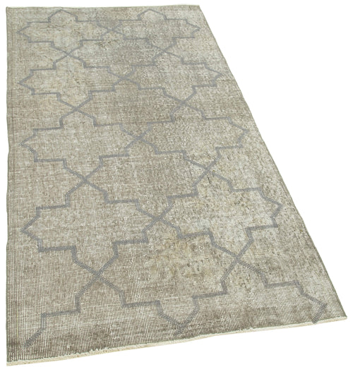 Geometric Carpet Gri Geometrik Pamuk Yün El Dokuma Halısı 93x187 Agacan