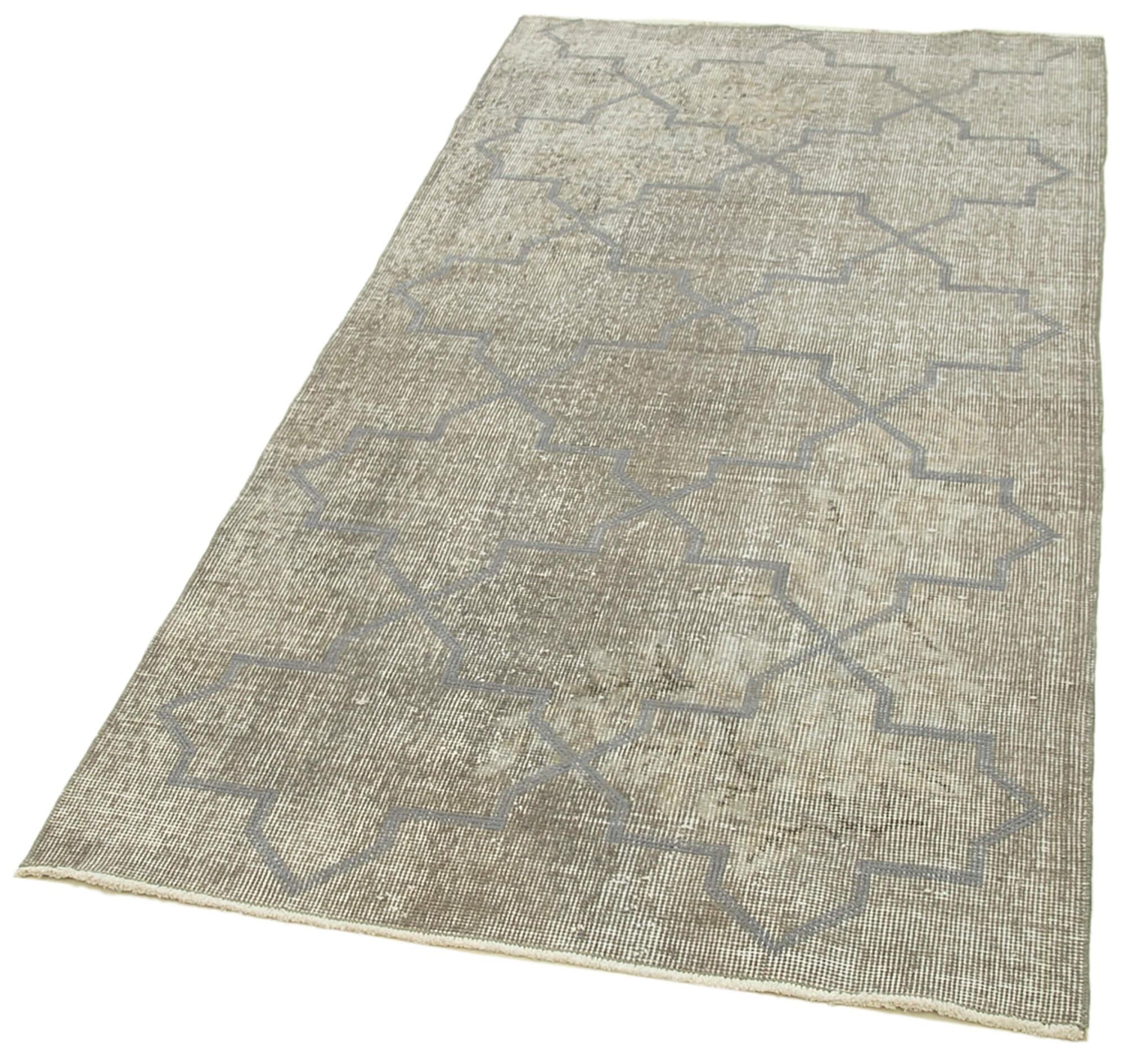 Geometric Carpet Gri Geometrik Pamuk Yün El Dokuma Halısı 93x187 Agacan