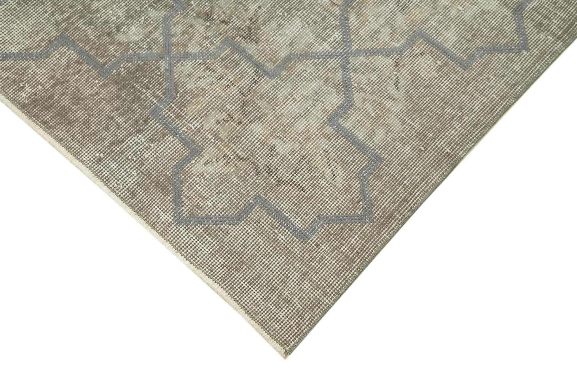 Geometric Carpet Gri Geometrik Pamuk Yün El Dokuma Halısı 93x187 Agacan