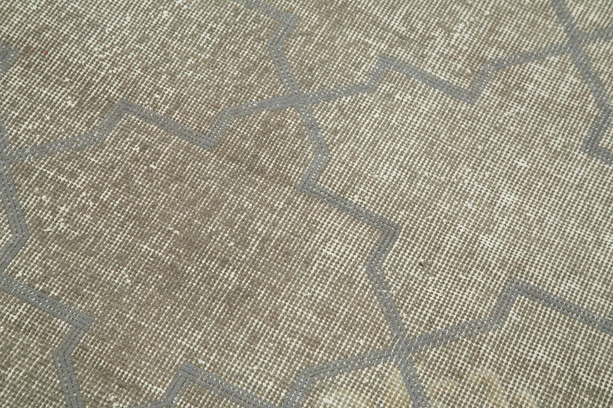 Geometric Carpet Gri Geometrik Pamuk Yün El Dokuma Halısı 93x187 Agacan