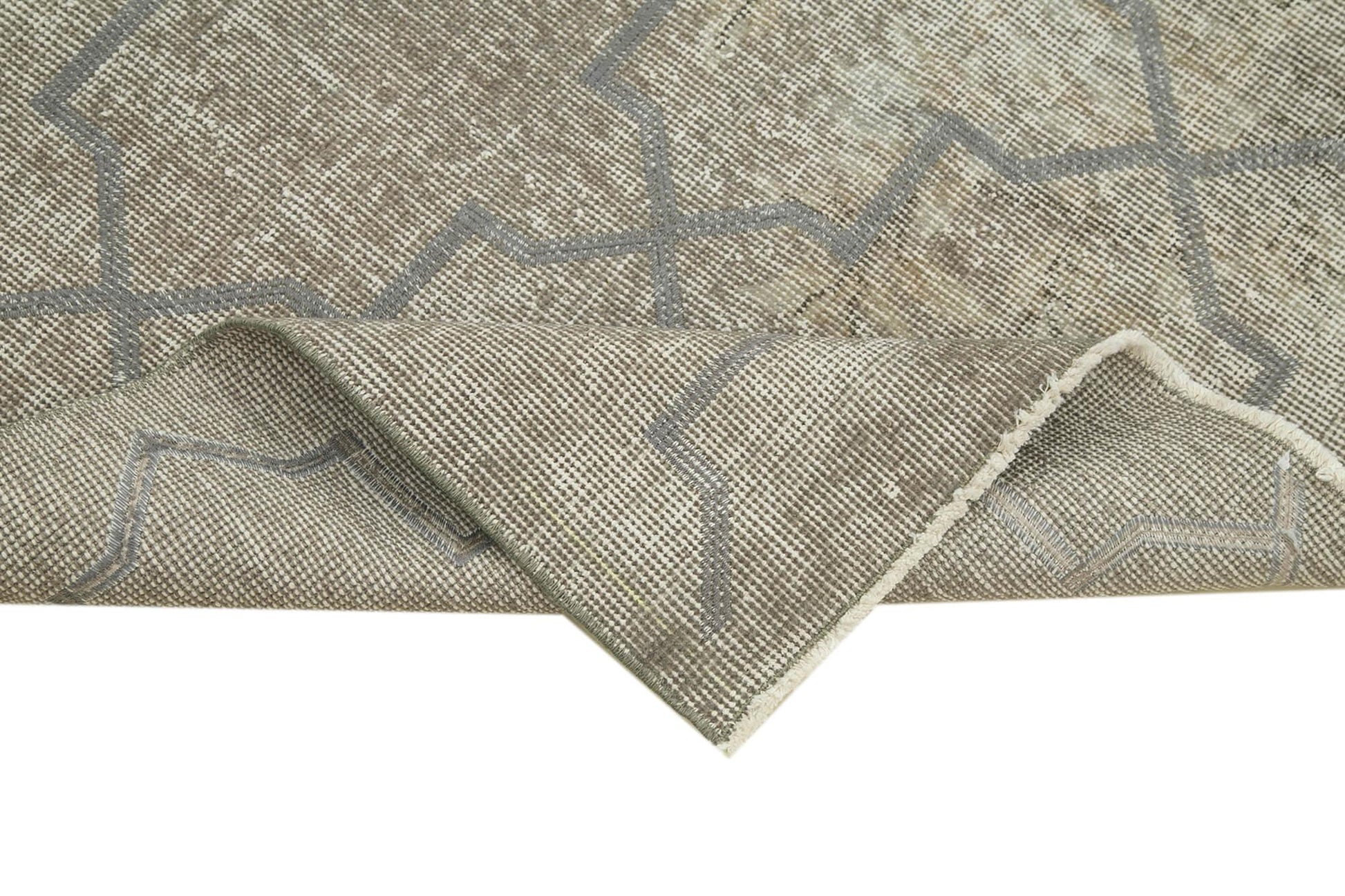 Geometric Carpet Gri Geometrik Pamuk Yün El Dokuma Halısı 93x187 Agacan