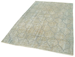 Geometric Carpet Mavi Geometrik Pamuk Yün El Dokuma Halısı 155x236 Agacan