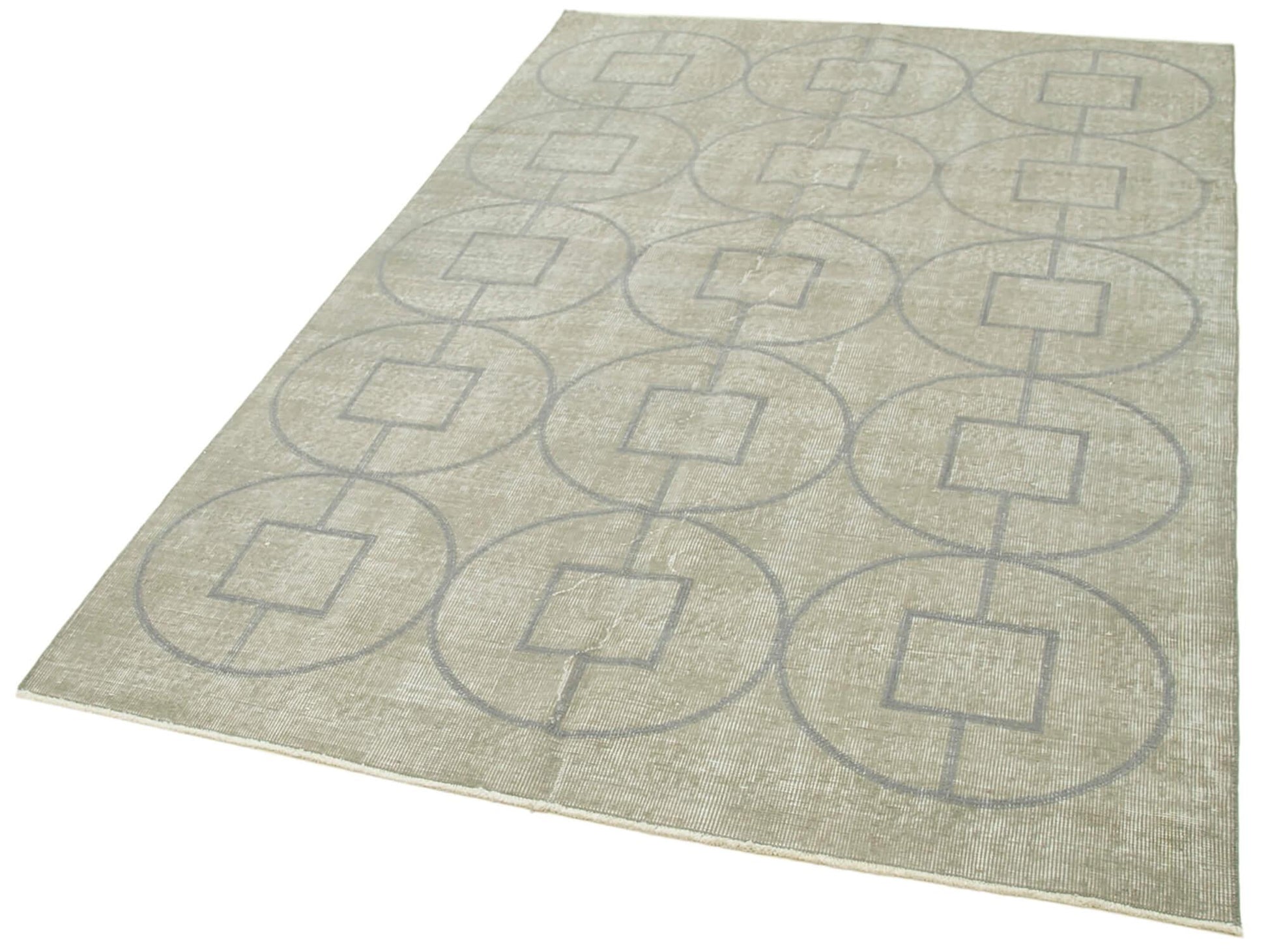 Geometric Carpet Gri Geometrik Pamuk Yün El Dokuma Halısı 143x216 Agacan