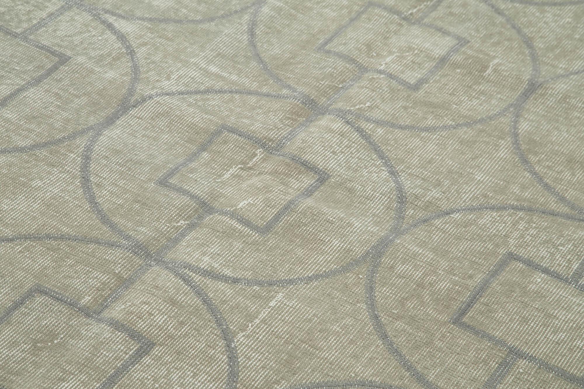 Geometric Carpet Gri Geometrik Pamuk Yün El Dokuma Halısı 143x216 Agacan
